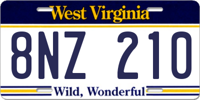 WV license plate 8NZ210