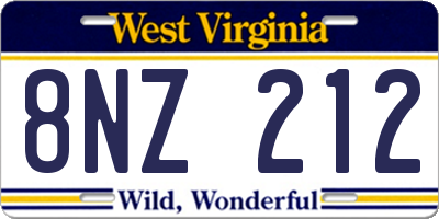WV license plate 8NZ212