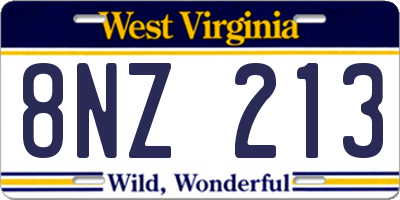 WV license plate 8NZ213