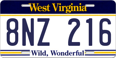 WV license plate 8NZ216