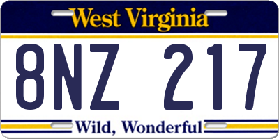 WV license plate 8NZ217