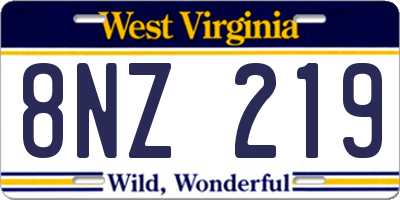 WV license plate 8NZ219