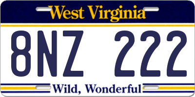 WV license plate 8NZ222