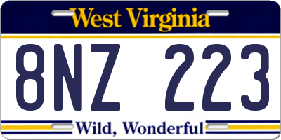 WV license plate 8NZ223