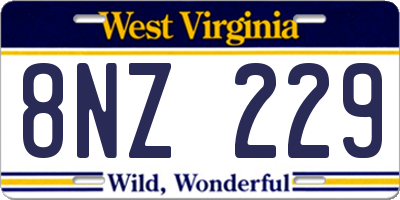 WV license plate 8NZ229