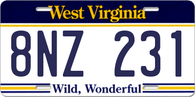 WV license plate 8NZ231