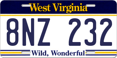 WV license plate 8NZ232