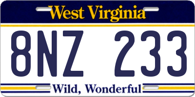 WV license plate 8NZ233
