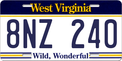 WV license plate 8NZ240