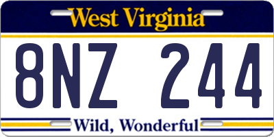 WV license plate 8NZ244
