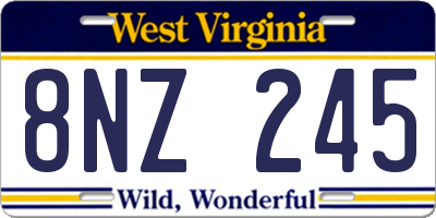 WV license plate 8NZ245