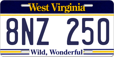 WV license plate 8NZ250