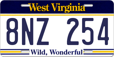 WV license plate 8NZ254