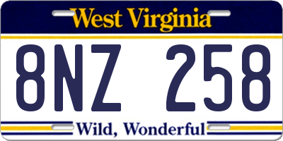 WV license plate 8NZ258
