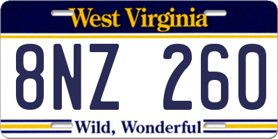 WV license plate 8NZ260