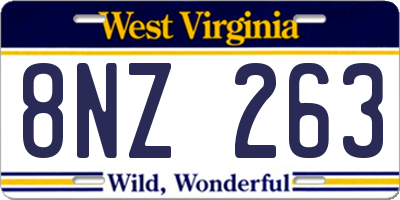 WV license plate 8NZ263