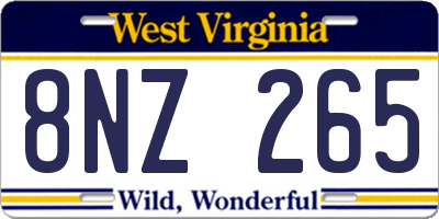 WV license plate 8NZ265