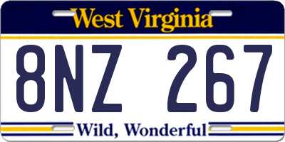 WV license plate 8NZ267