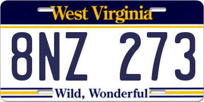 WV license plate 8NZ273