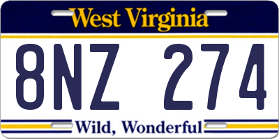 WV license plate 8NZ274