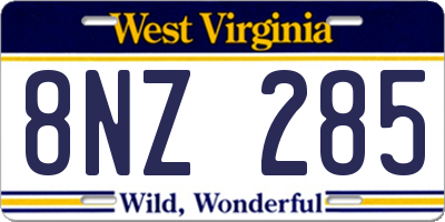 WV license plate 8NZ285