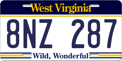 WV license plate 8NZ287