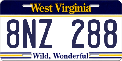 WV license plate 8NZ288