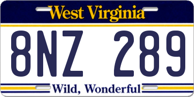 WV license plate 8NZ289