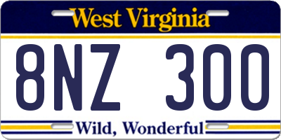 WV license plate 8NZ300