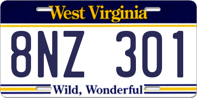 WV license plate 8NZ301
