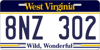 WV license plate 8NZ302