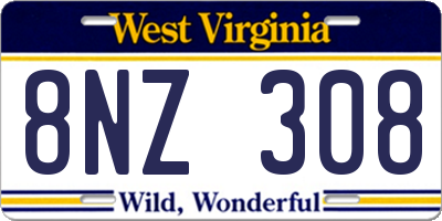 WV license plate 8NZ308