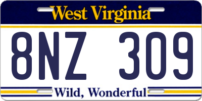 WV license plate 8NZ309