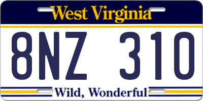 WV license plate 8NZ310
