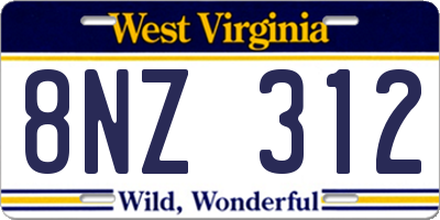 WV license plate 8NZ312
