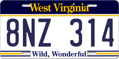 WV license plate 8NZ314
