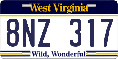 WV license plate 8NZ317