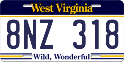 WV license plate 8NZ318
