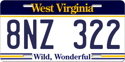 WV license plate 8NZ322