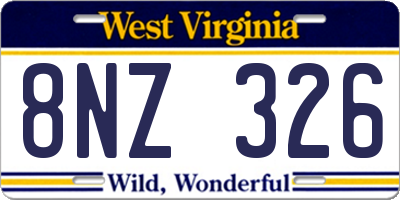 WV license plate 8NZ326