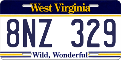 WV license plate 8NZ329