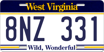WV license plate 8NZ331