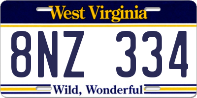 WV license plate 8NZ334