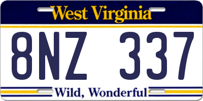 WV license plate 8NZ337