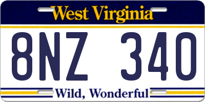 WV license plate 8NZ340