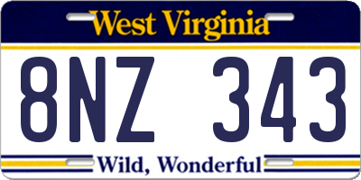WV license plate 8NZ343