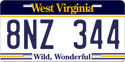 WV license plate 8NZ344
