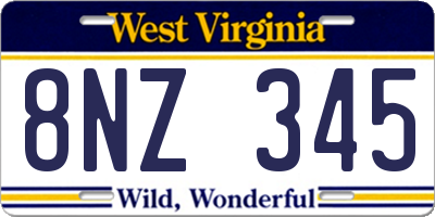 WV license plate 8NZ345