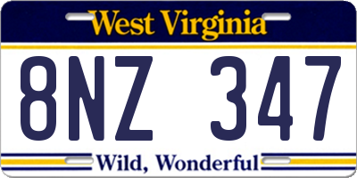 WV license plate 8NZ347