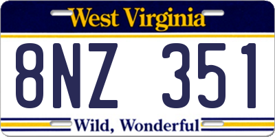 WV license plate 8NZ351